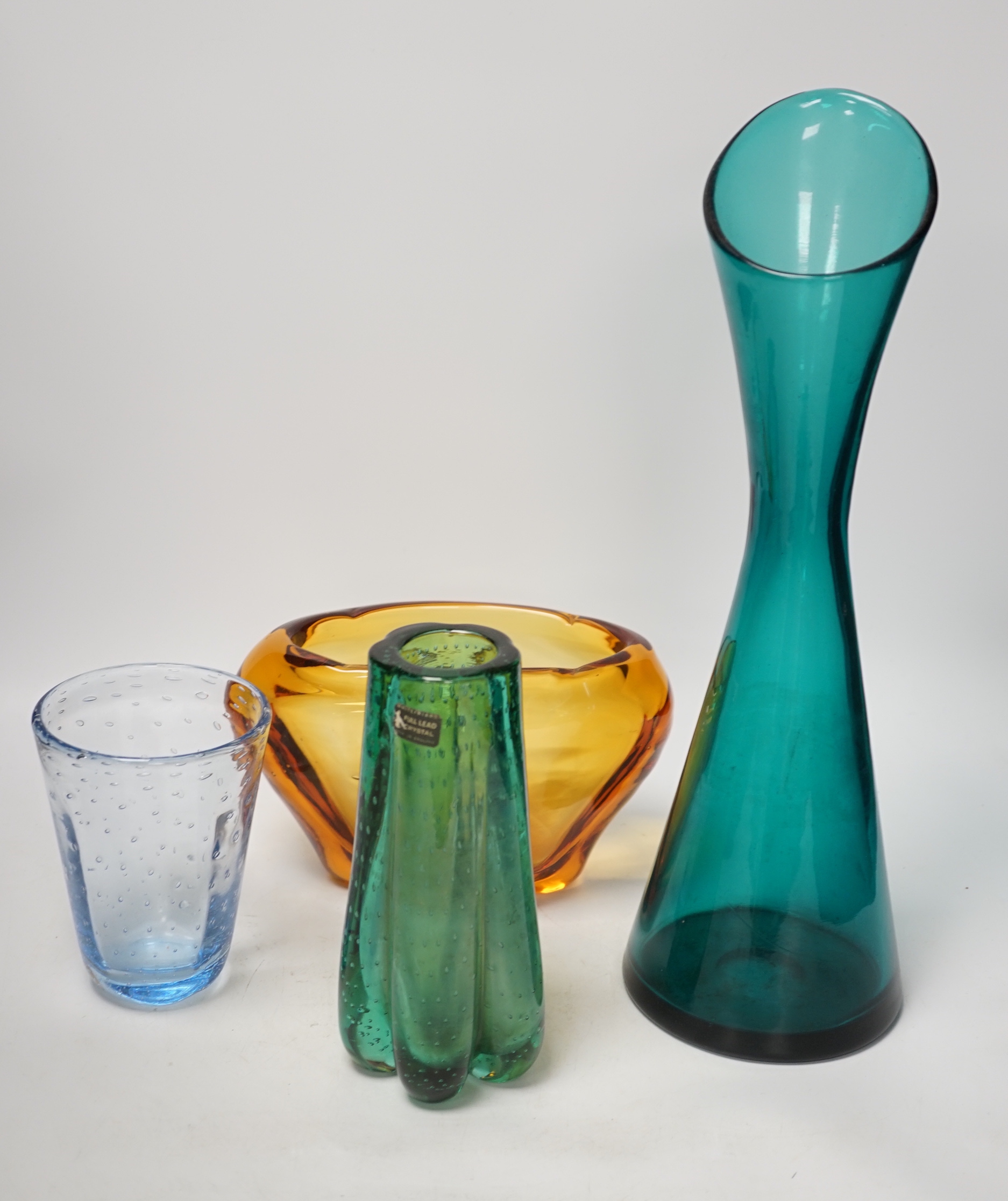 Four Whitefriars glass vases, tallest 40cm